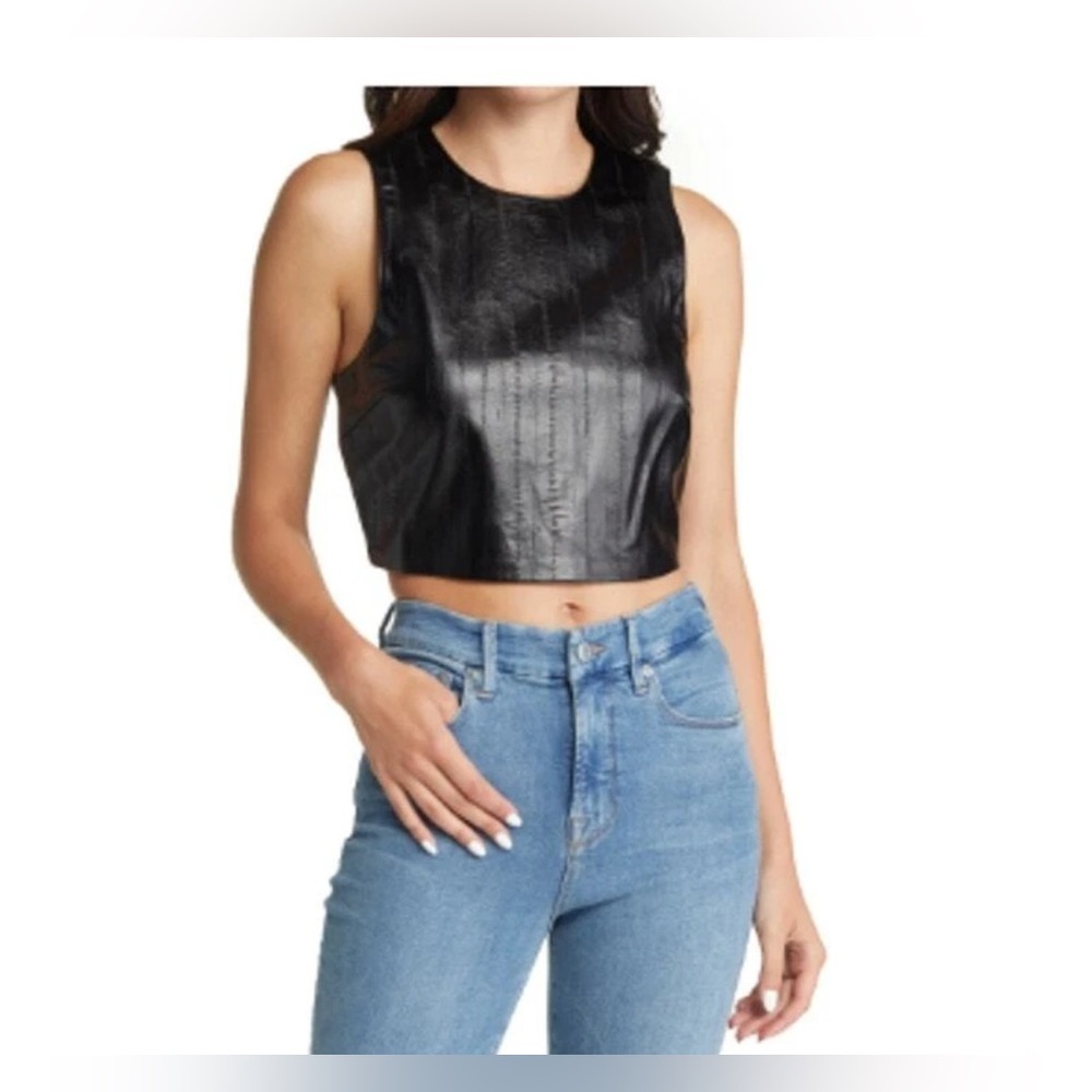 Good American Women’s Faux Leather Crop Top Medium